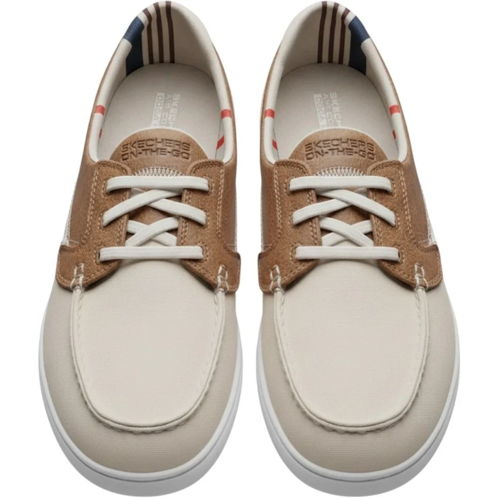 Skechers On-The-Go Boat Shoes Natural Beige Brown Loafers 136070 Mens 9